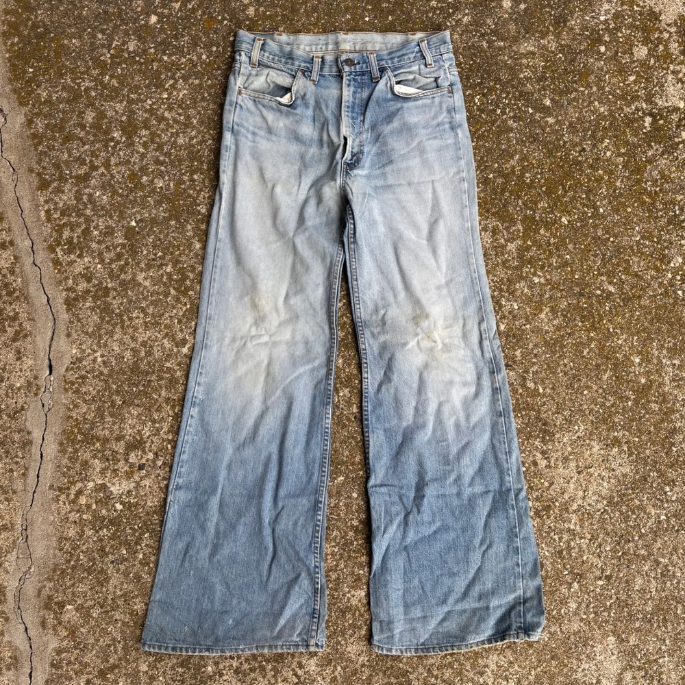 Vintage 70s Levis 646 Orange Tab Bell Bottom Jeans Light Wash 31x32 Talon 42